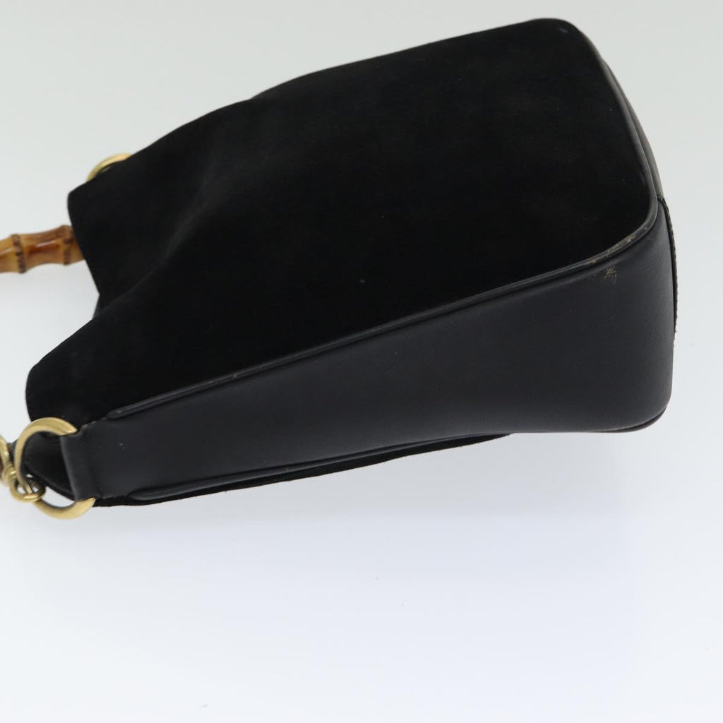 GUCCI Bamboo Hand Bag Suede 2way Black 001 3444 1638 yb601
