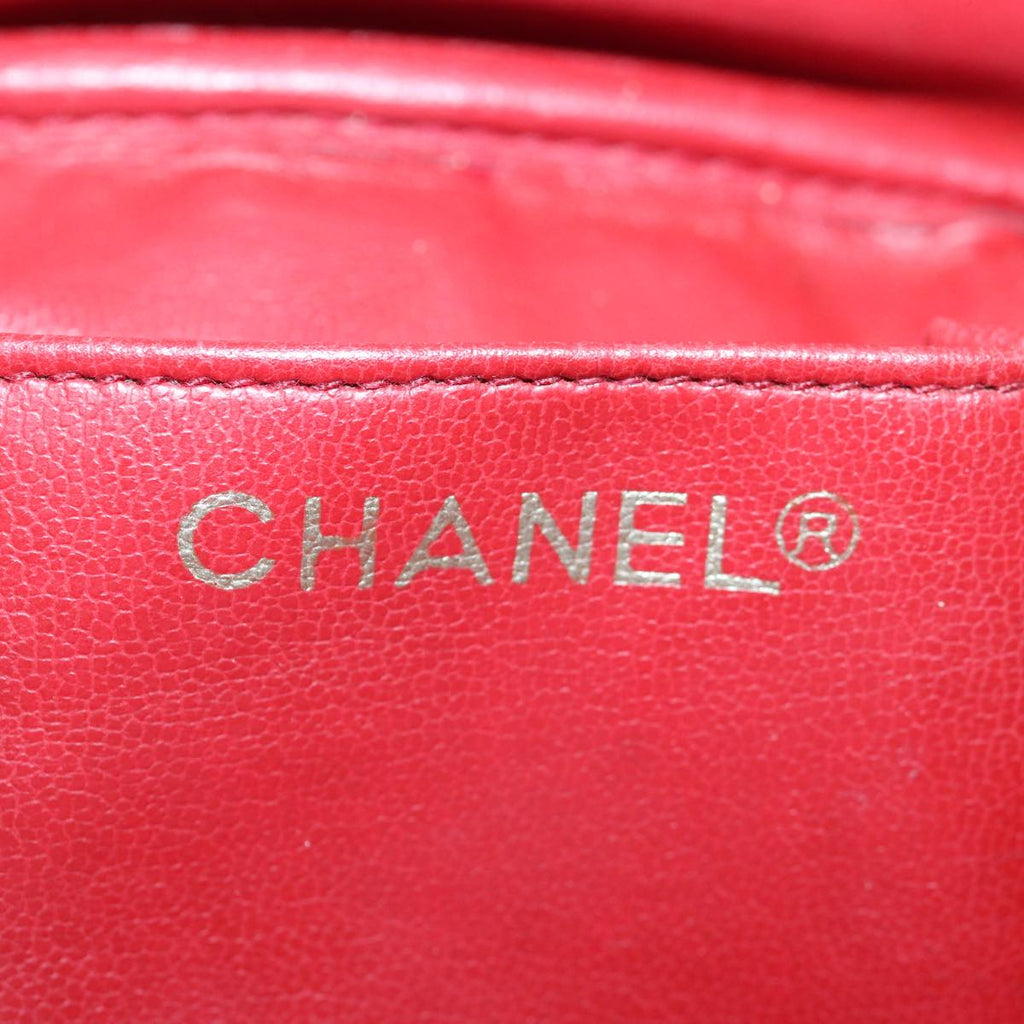 CHANEL Bicolore Chain Hand Bag Leather Red CC yb605