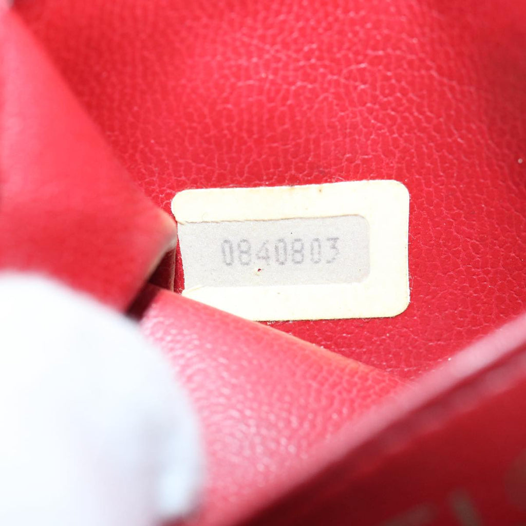 CHANEL Bicolore Chain Hand Bag Leather Red CC yb605