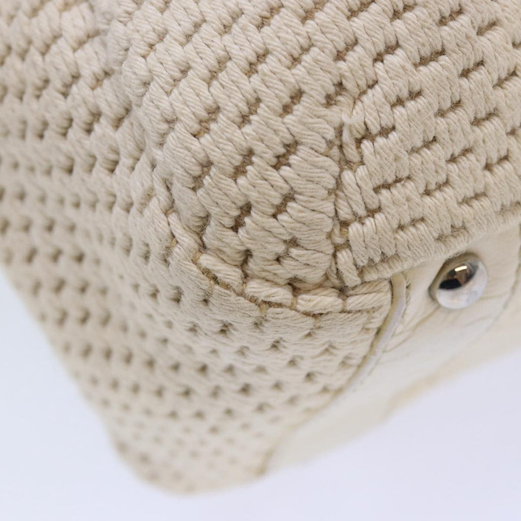 CHANEL Hand Bag Canvas Leather Beige CC yb619