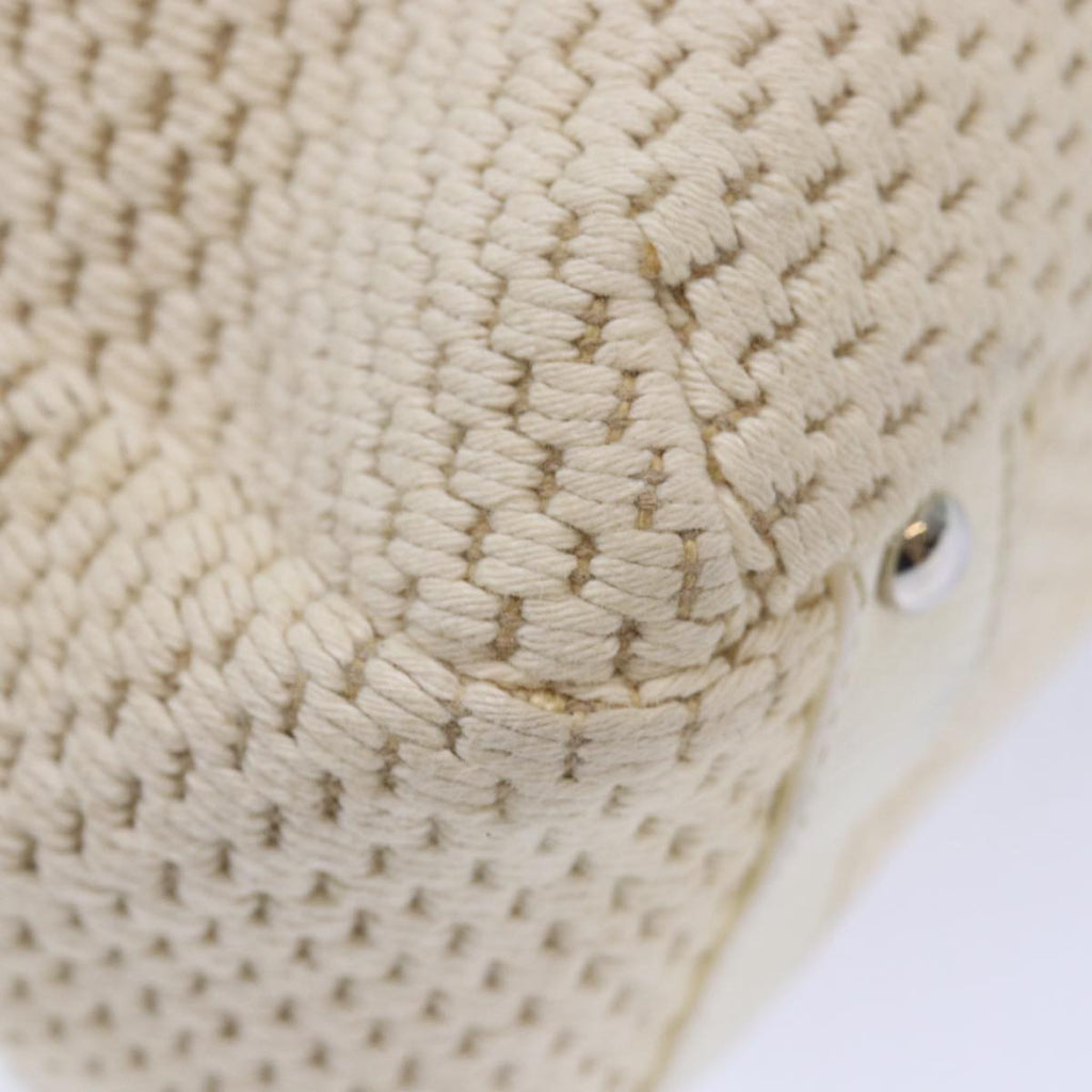 CHANEL Hand Bag Canvas Leather Beige CC yb619
