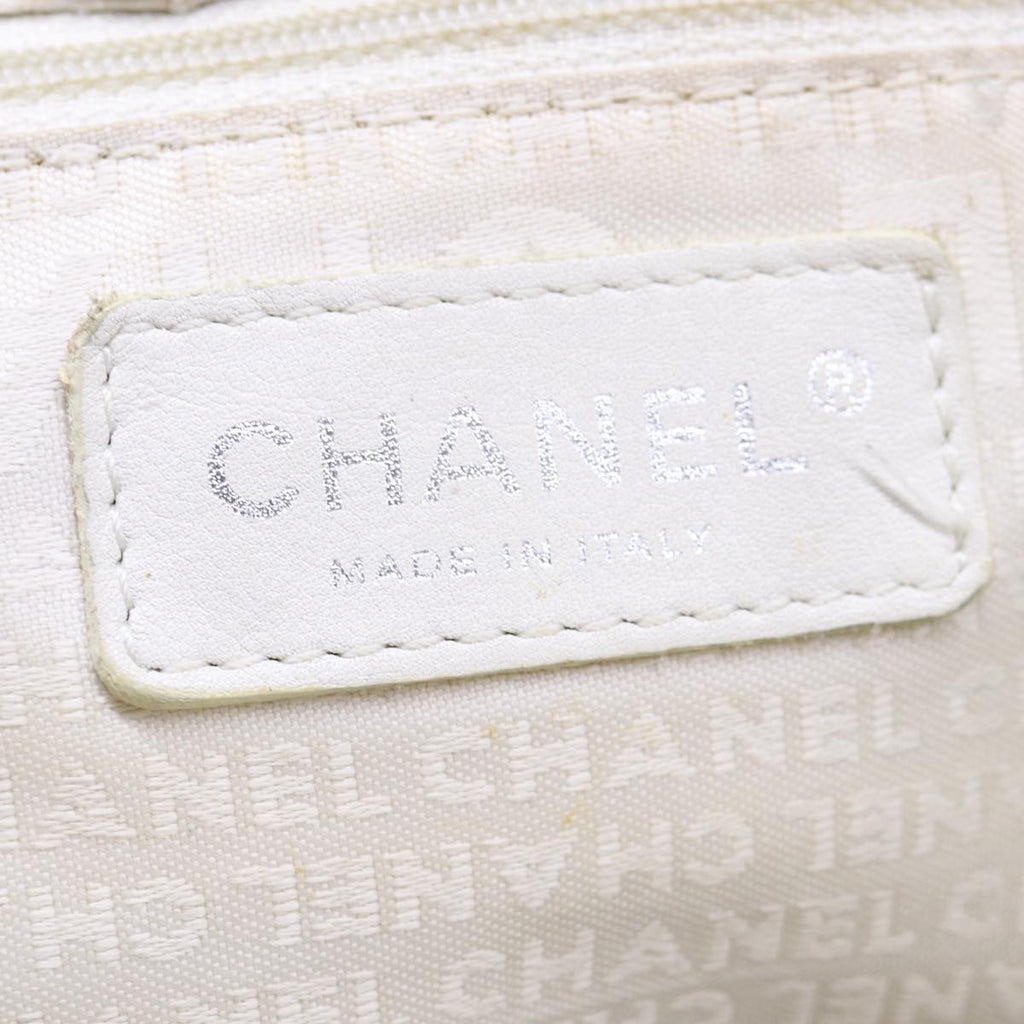 CHANEL Hand Bag Canvas Leather Beige CC yb619