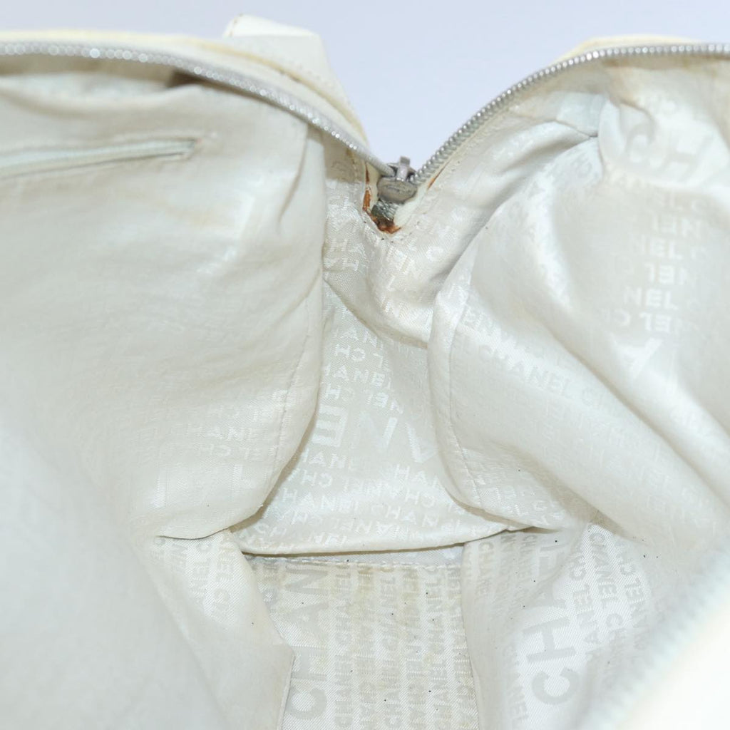 CHANEL Hand Bag Canvas Leather Beige CC yb619