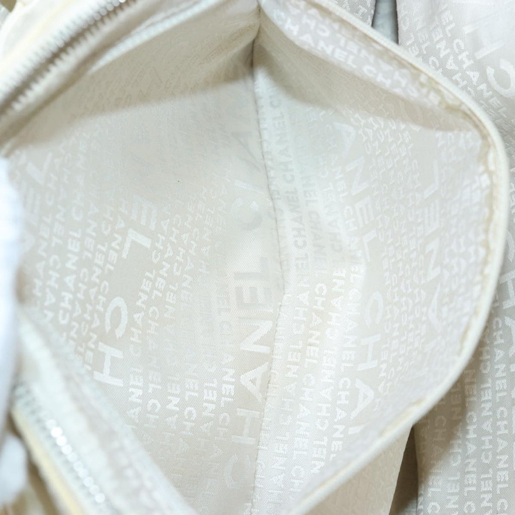 CHANEL Hand Bag Canvas Leather Beige CC yb619