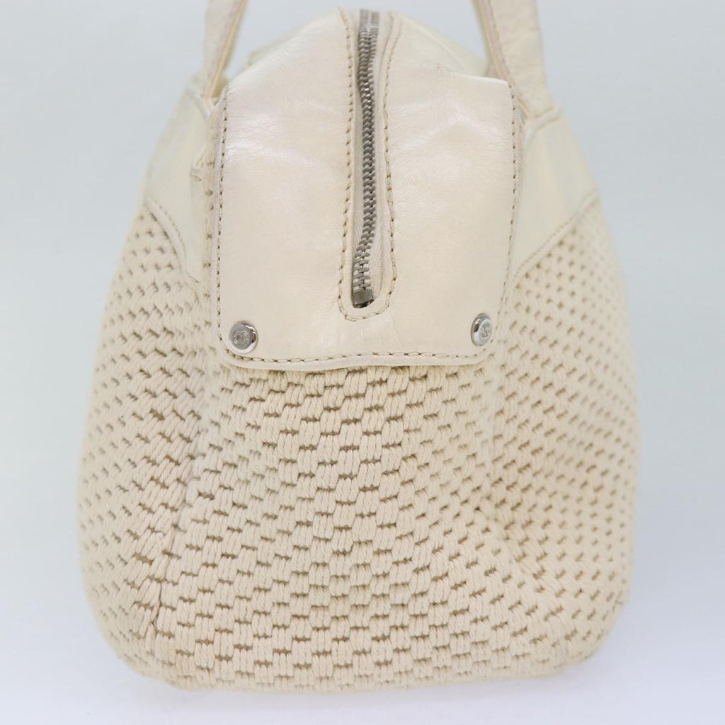 CHANEL Hand Bag Canvas Leather Beige CC yb619
