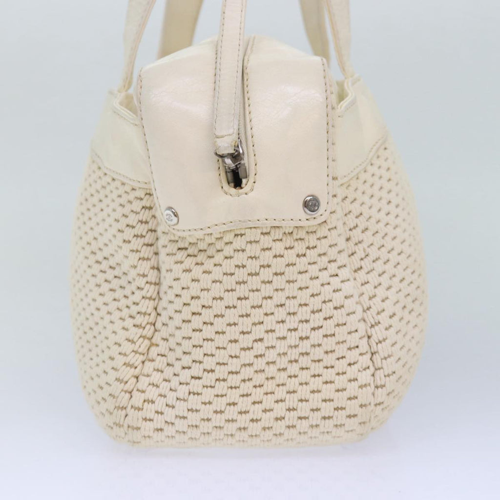 CHANEL Hand Bag Canvas Leather Beige CC yb619