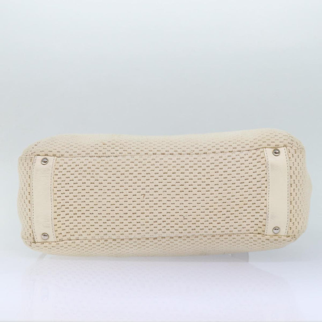 CHANEL Hand Bag Canvas Leather Beige CC yb619