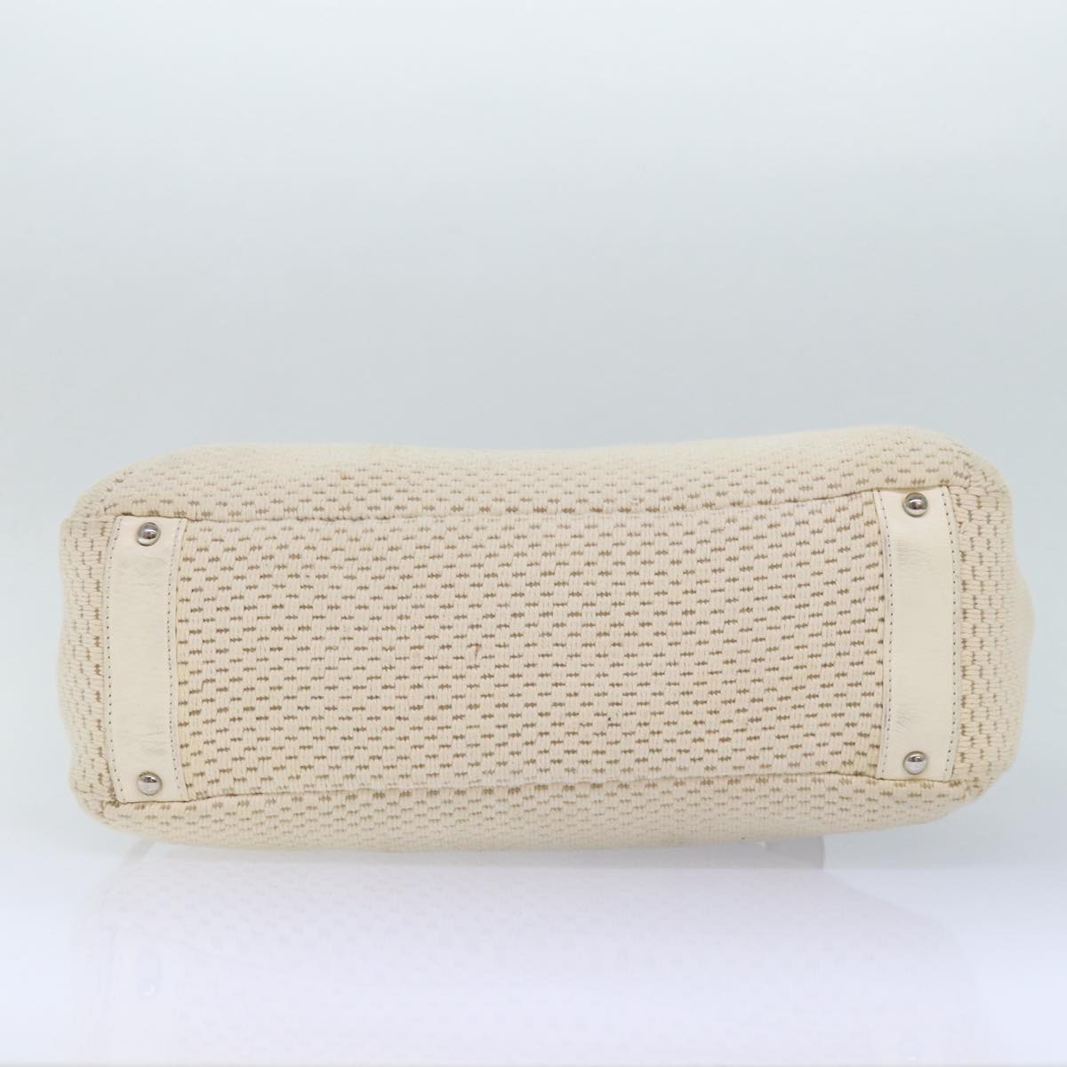 CHANEL Hand Bag Canvas Leather Beige CC yb619
