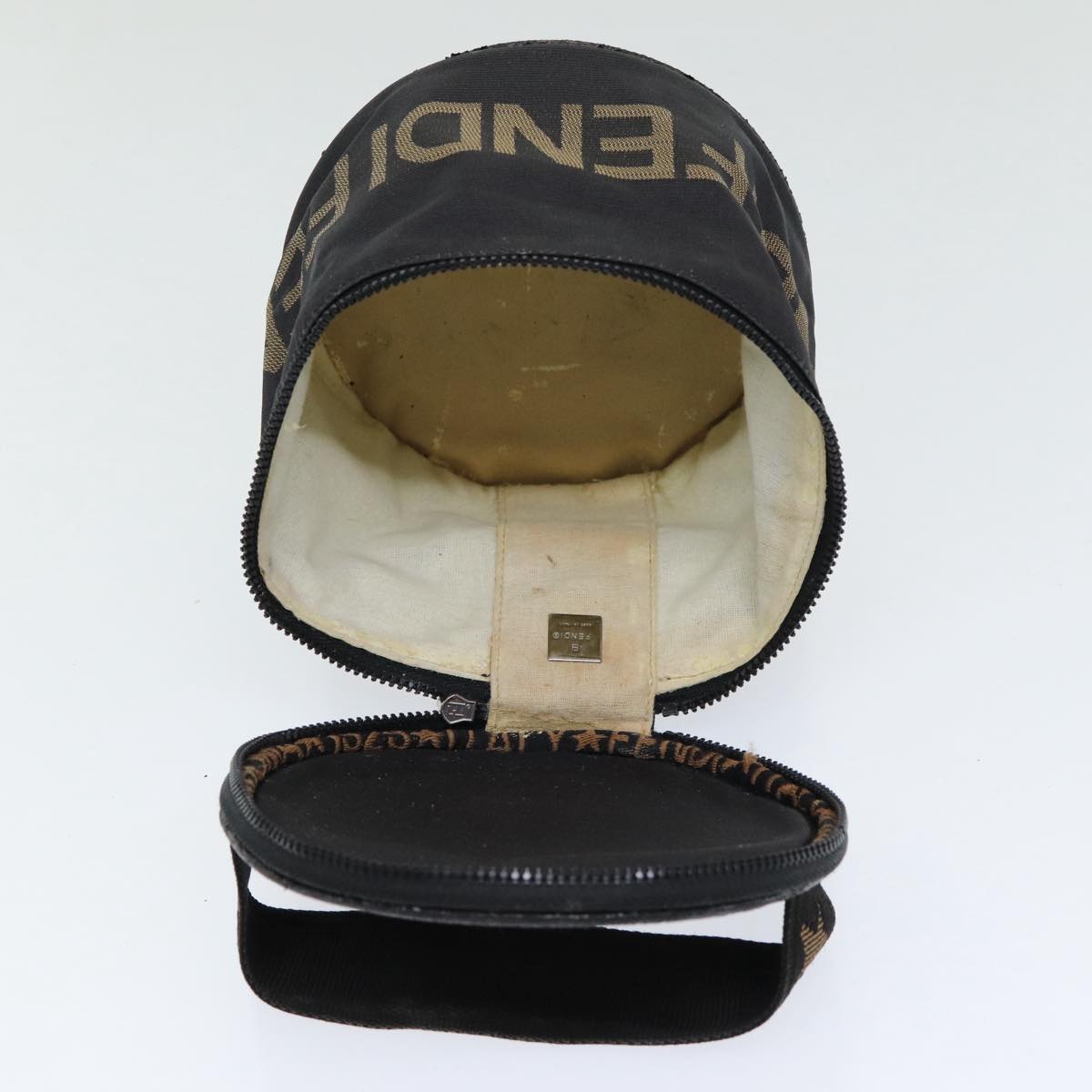 FENDI Hand Bag Canvas Brown Black yb646