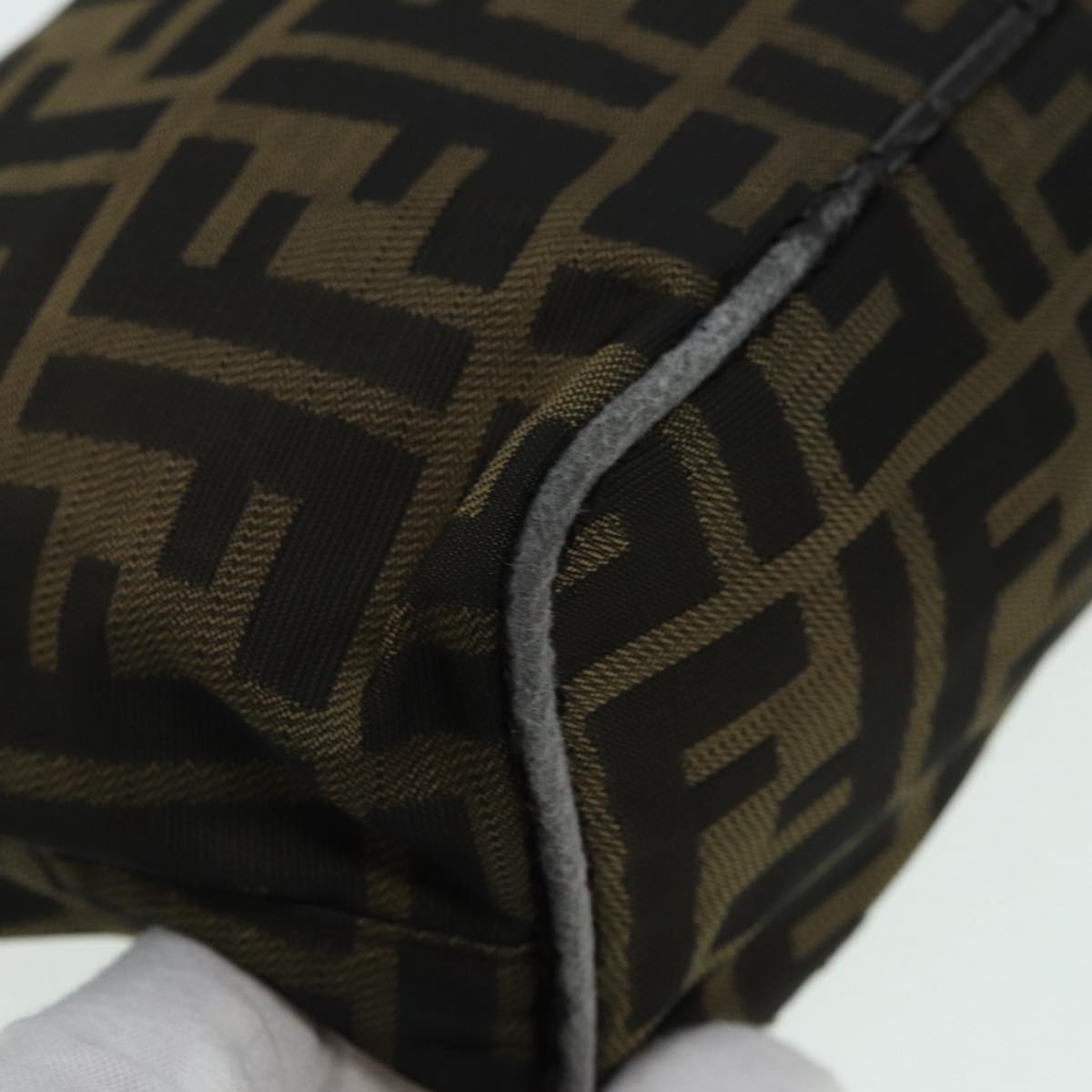 FENDI Zucca Canvas Mamma bucket Shoulder Bag Brown Black yb648
