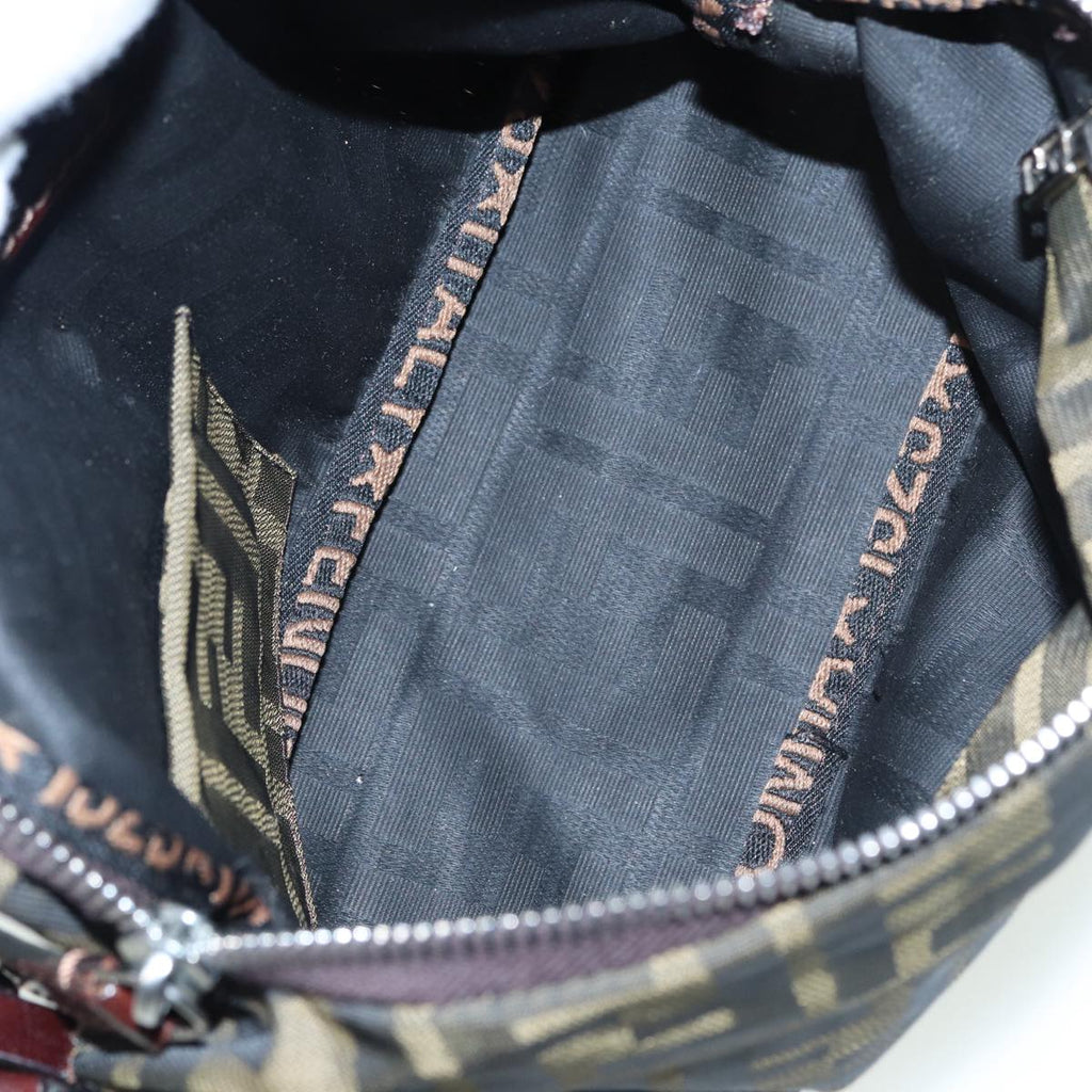 FENDI Zucca Canvas Mamma bucket Shoulder Bag Brown Black yb648