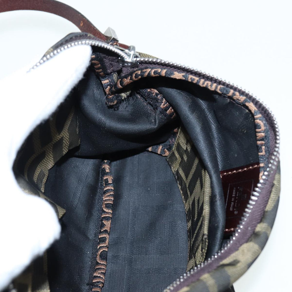 FENDI Zucca Canvas Mamma bucket Shoulder Bag Brown Black yb648