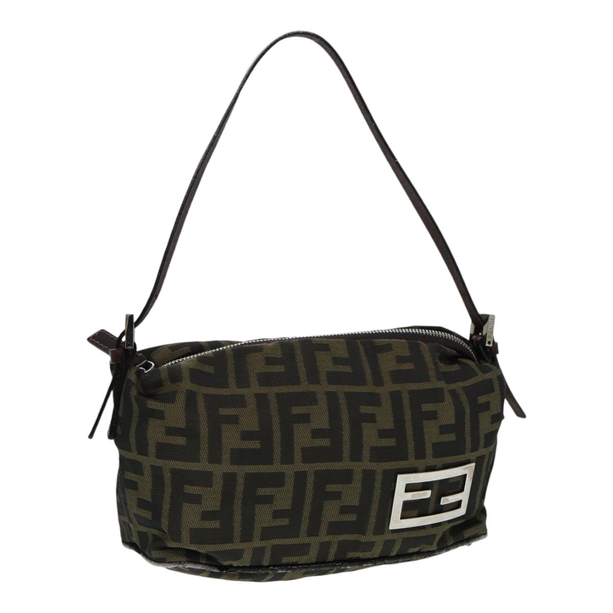FENDI Zucca Canvas Mamma bucket Shoulder Bag Brown Black yb648