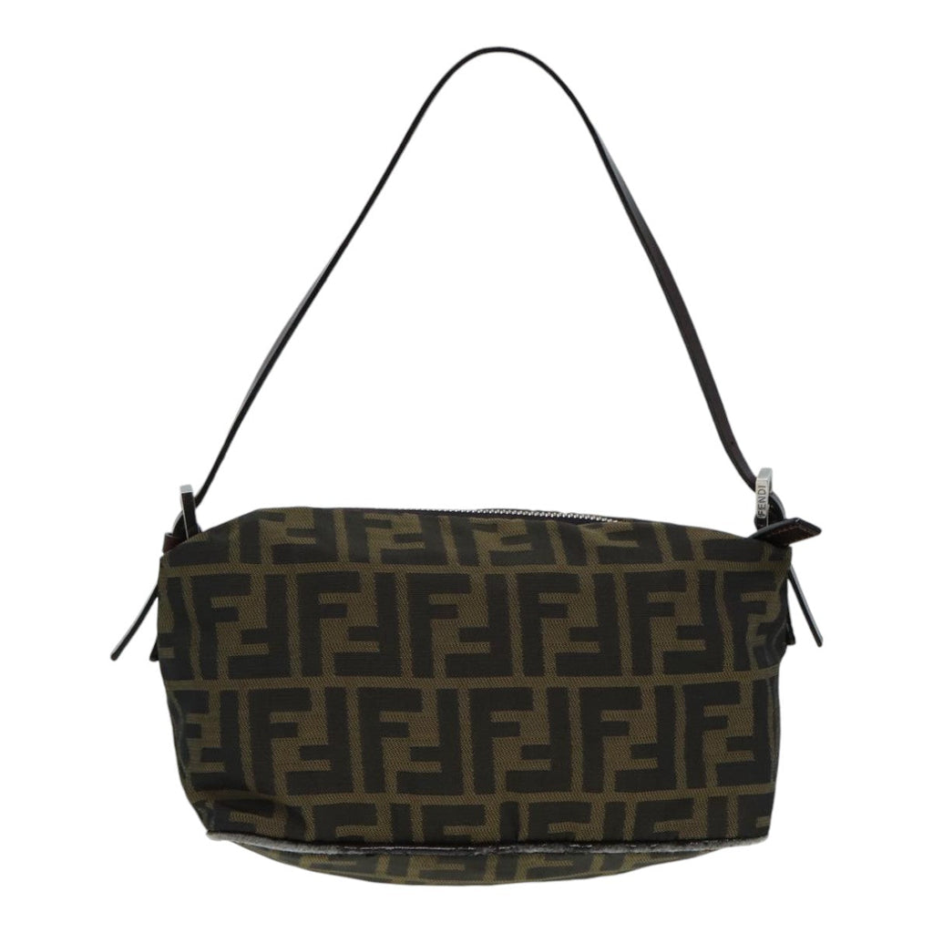 FENDI Zucca Canvas Mamma bucket Shoulder Bag Brown Black yb648
