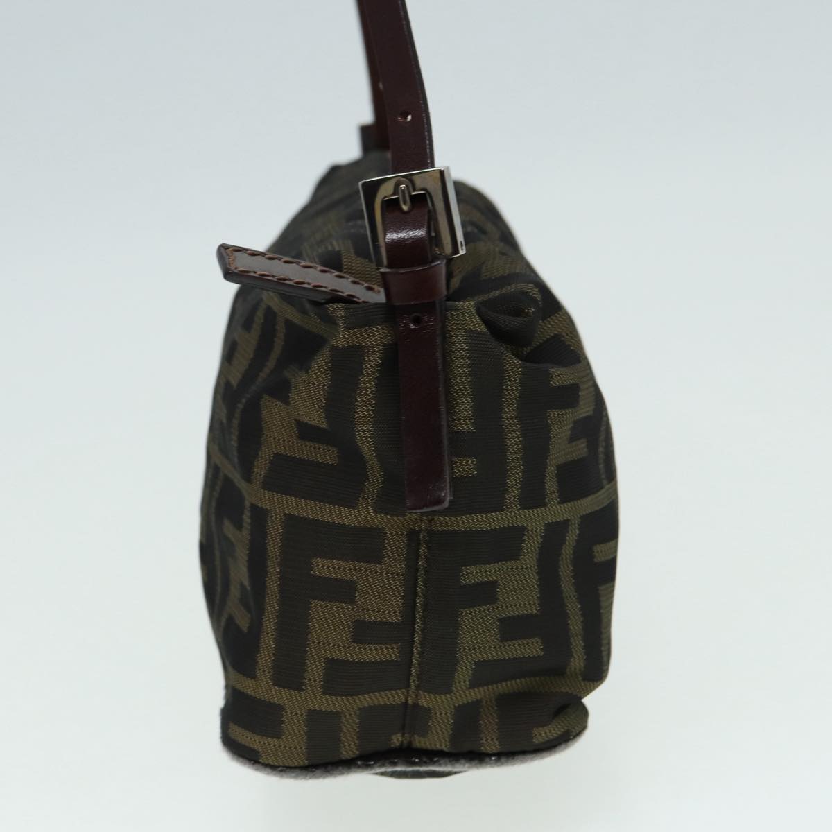 FENDI Zucca Canvas Mamma bucket Shoulder Bag Brown Black yb648