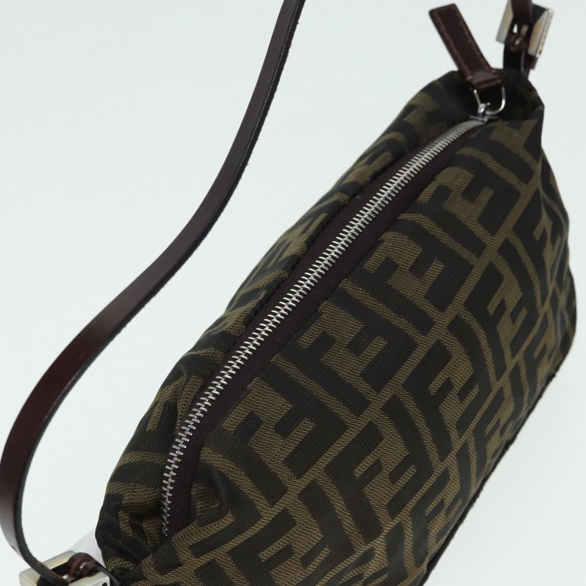 FENDI Zucca Canvas Mamma bucket Shoulder Bag Brown Black yb648