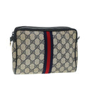 GUCCI GG Supreme Sherry Line Clutch Bag PVC Red Navy yb662