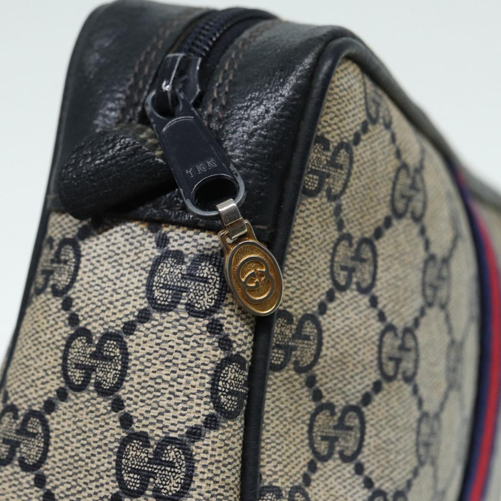 GUCCI GG Supreme Sherry Line Clutch Bag PVC Red Navy yb662