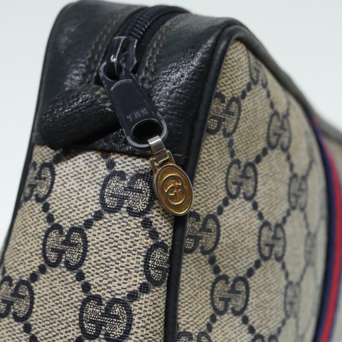 GUCCI GG Supreme Sherry Line Clutch Bag PVC Red Navy yb662