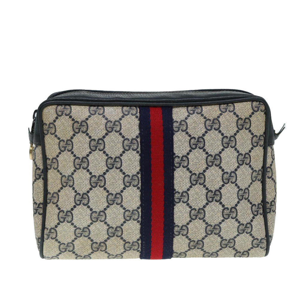 GUCCI GG Supreme Sherry Line Clutch Bag PVC Red Navy yb662