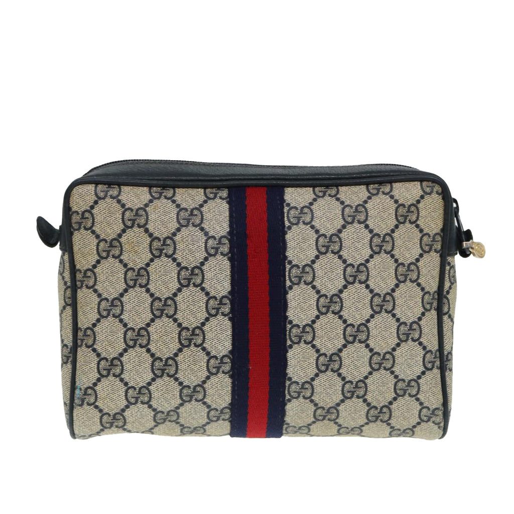 GUCCI GG Supreme Sherry Line Clutch Bag PVC Red Navy yb662