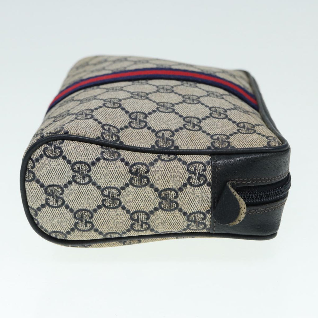 GUCCI GG Supreme Sherry Line Clutch Bag PVC Red Navy yb662