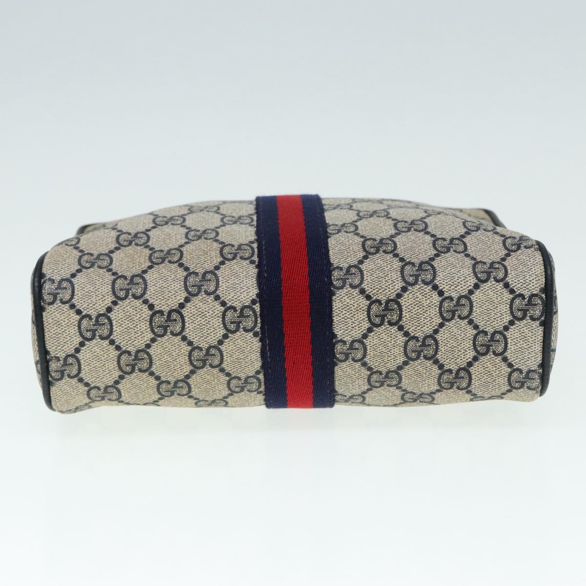 GUCCI GG Supreme Sherry Line Clutch Bag PVC Red Navy yb662