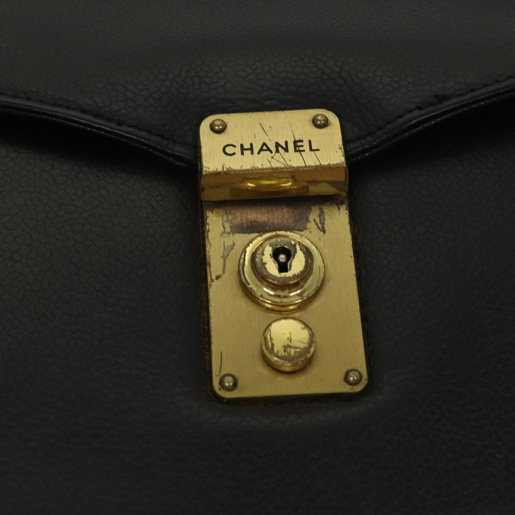 CHANEL Business Bag Caviar Skin Black Gold CC yb667