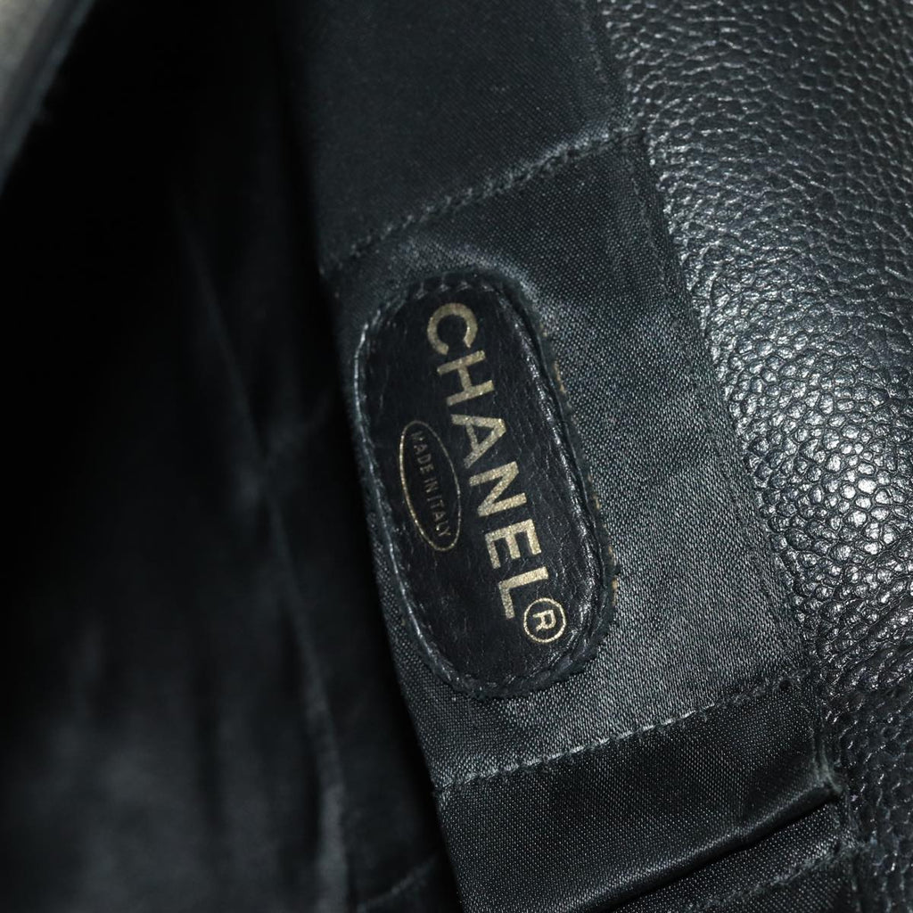 CHANEL Business Bag Caviar Skin Black Gold CC yb667