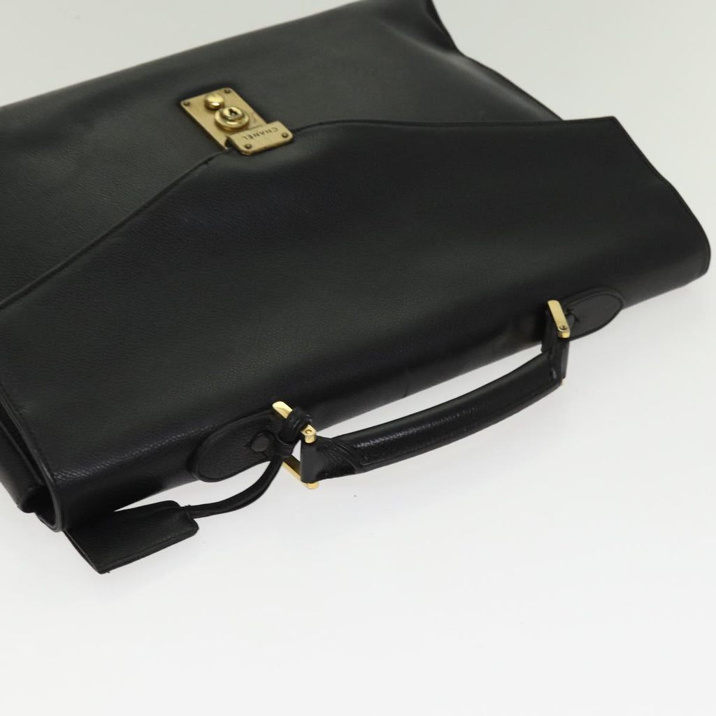 CHANEL Business Bag Caviar Skin Black Gold CC yb667