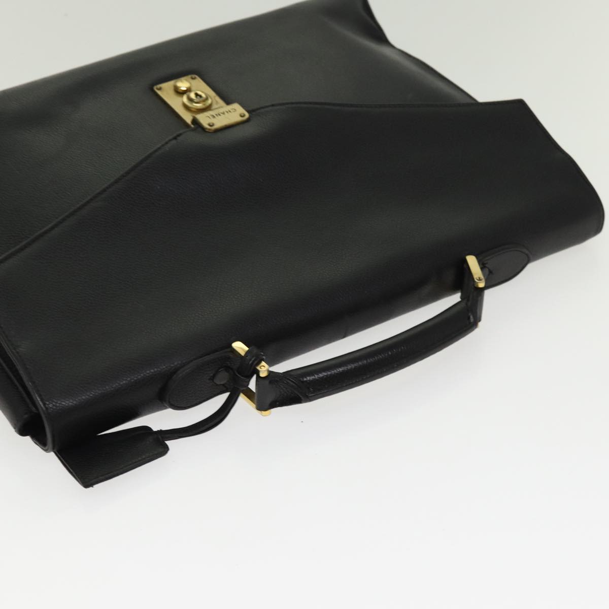 CHANEL Business Bag Caviar Skin Black Gold CC yb667