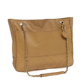 CHANEL Matelasse Chain Shoulder Bag Leather Beige Gold CC yb672