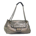 CHANEL Punching Turn Lock Chain Shoulder Bag Leather Silver Gold CC yb673
