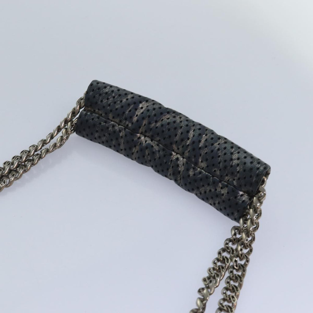 CHANEL Punching Turn Lock Chain Shoulder Bag Leather Silver Gold CC yb673