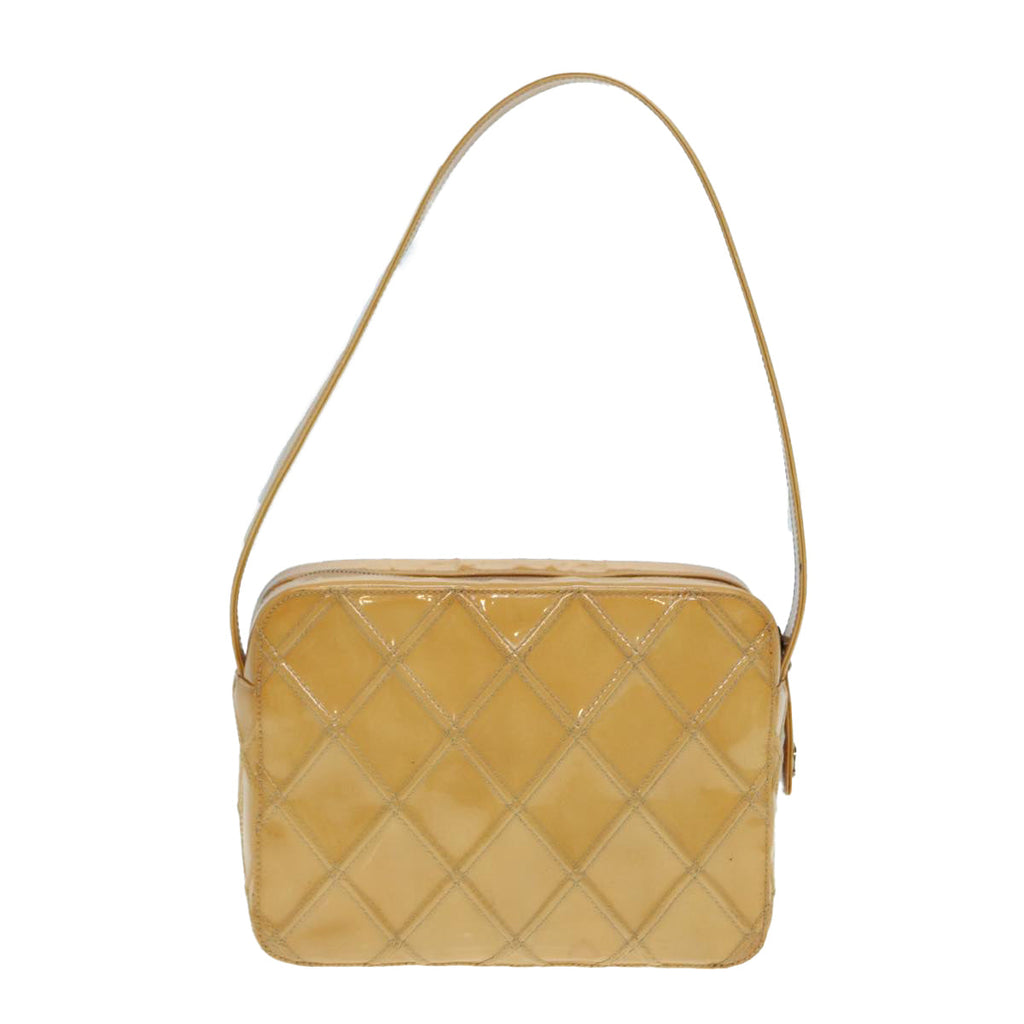 CHANEL Bicolore Shoulder Bag Enamel Yellow Silver CC yb674