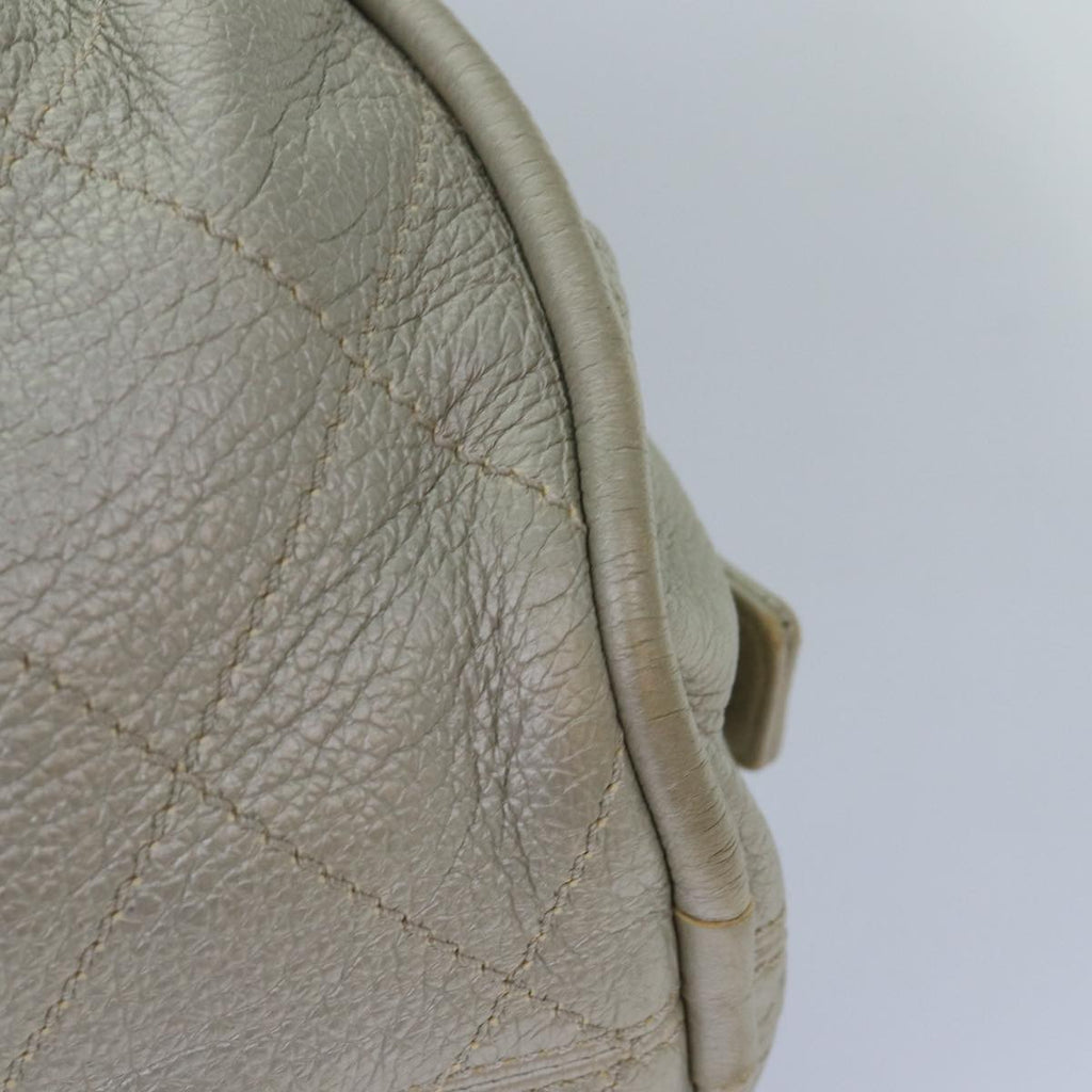 CHANEL Matelasse Hand Bag Leather Silver CC yb675