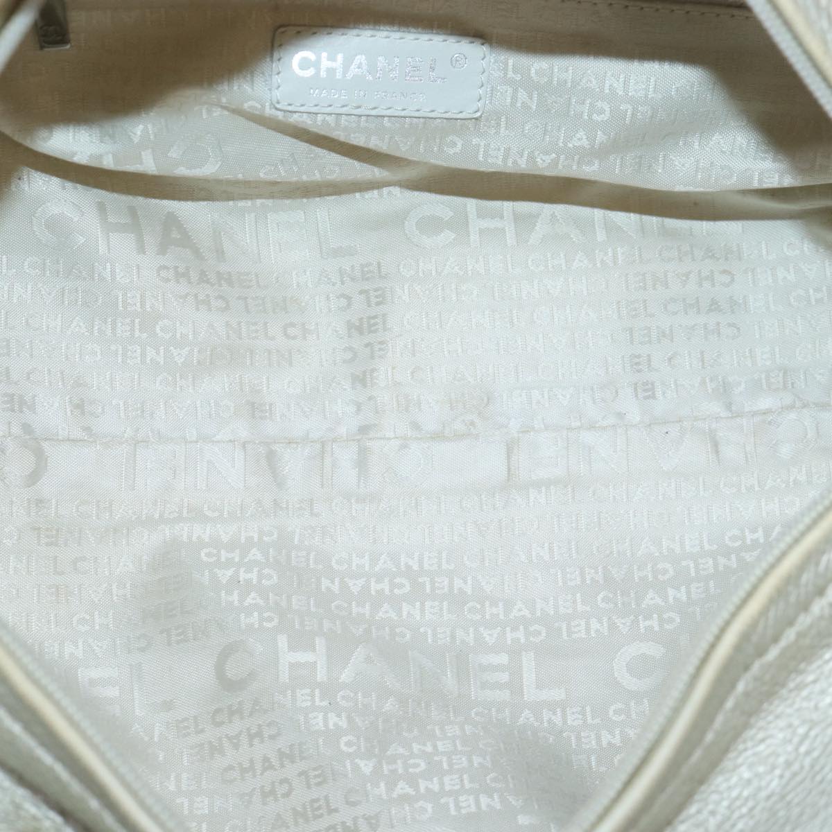 CHANEL Matelasse Hand Bag Leather Silver CC yb675