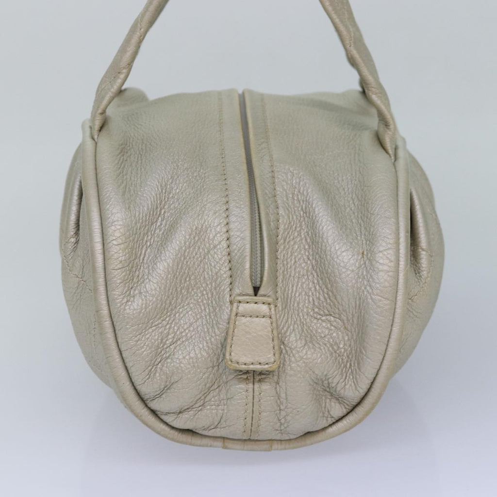 CHANEL Matelasse Hand Bag Leather Silver CC yb675