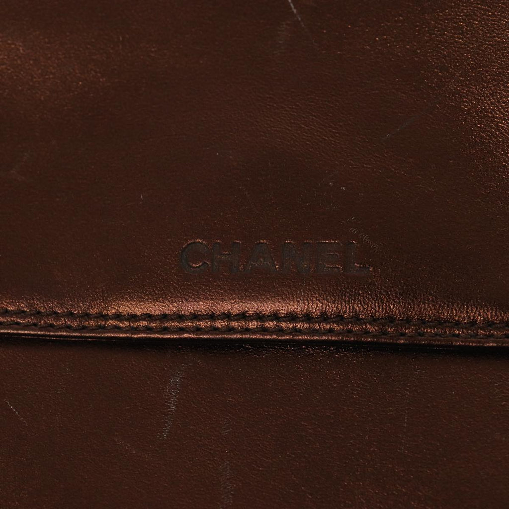 CHANEL Shoulder Bag Leather Bronze Gold CC yb676
