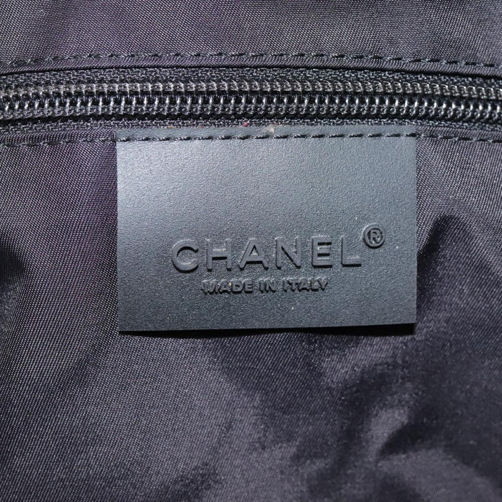 CHANEL Sports Line Boston Bag Nylon Black Silver CC yb680