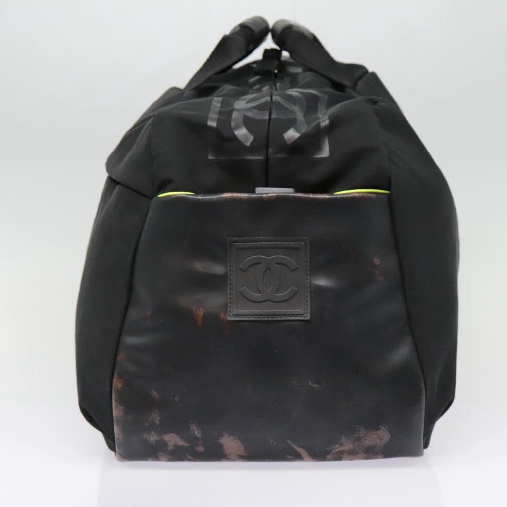 CHANEL Sports Line Boston Bag Nylon Black Silver CC yb680