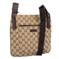 GUCCI GG Canvas Shoulder Bag Beige Silver 122793 yb709