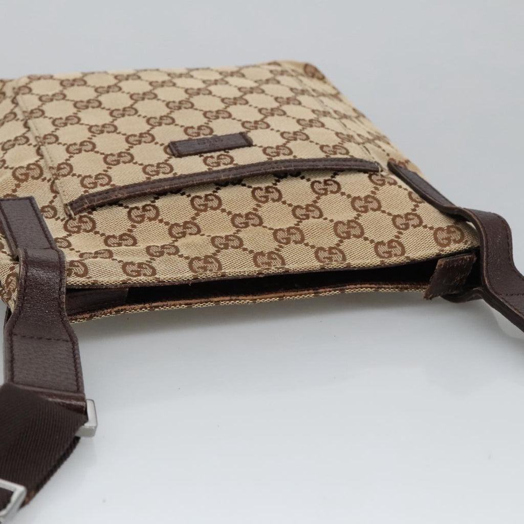GUCCI GG Canvas Shoulder Bag Beige Silver 122793 yb709