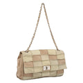 CHANEL Choco Bar Chain Shoulder Bag Suede Beige CC yb716