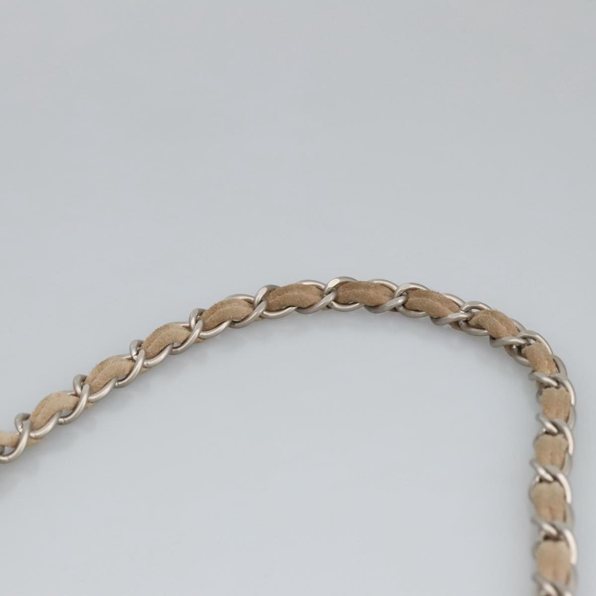 CHANEL Choco Bar Chain Shoulder Bag Suede Beige CC yb716