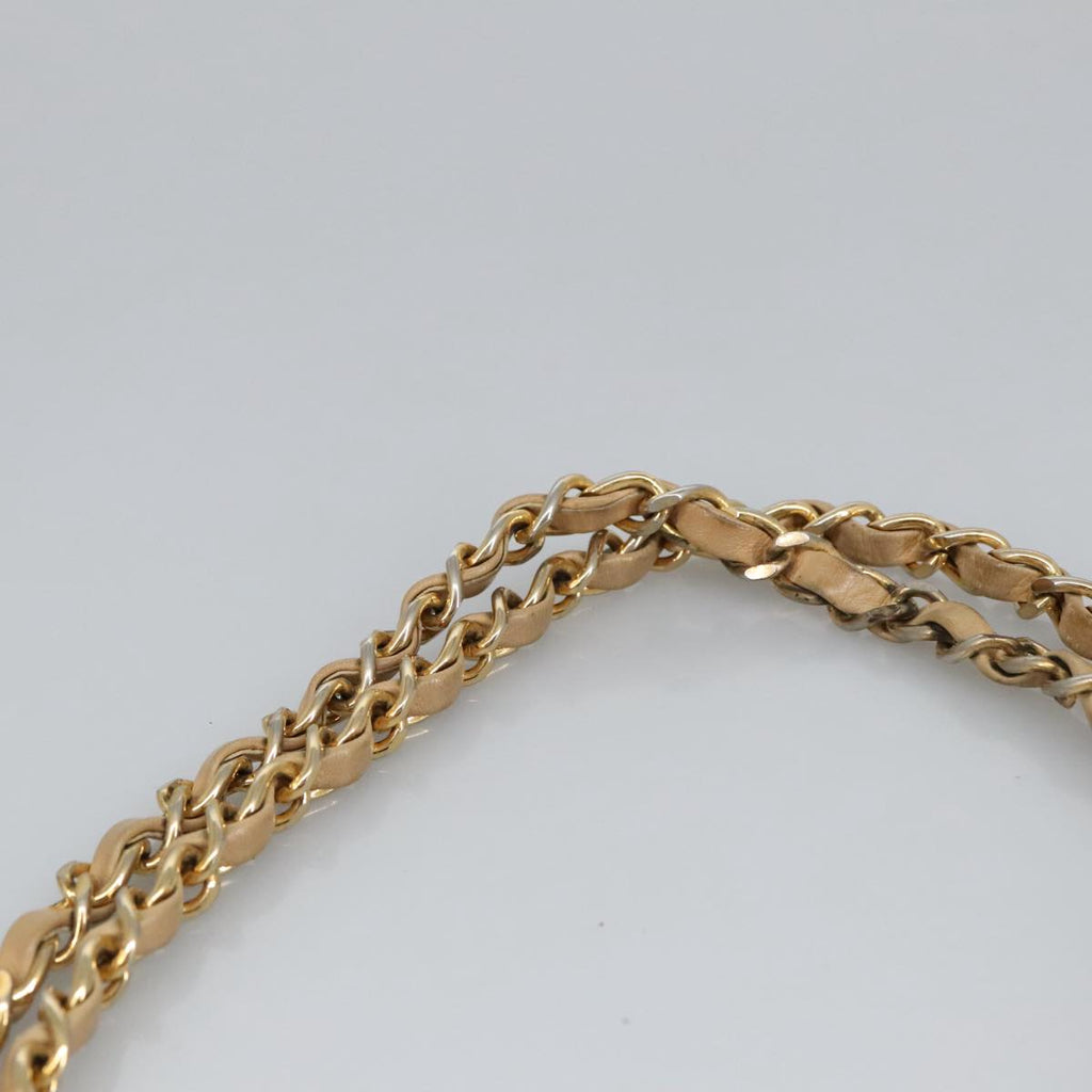 CHANEL Matelasse Chain Shoulder Bag Leather Beige CC yb718
