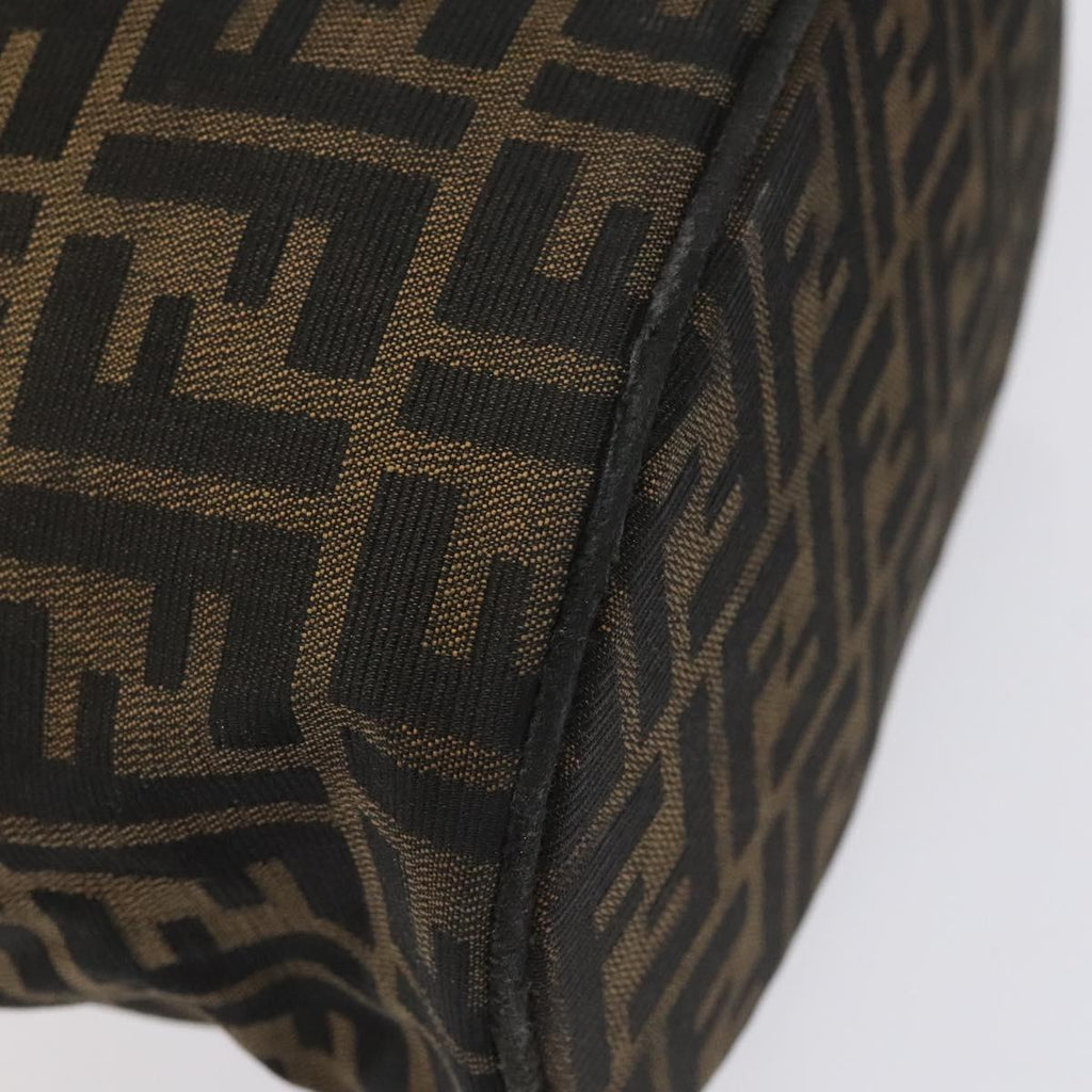 FENDI Zucca Canvas Vanity Hand Bag Brown Black yb723