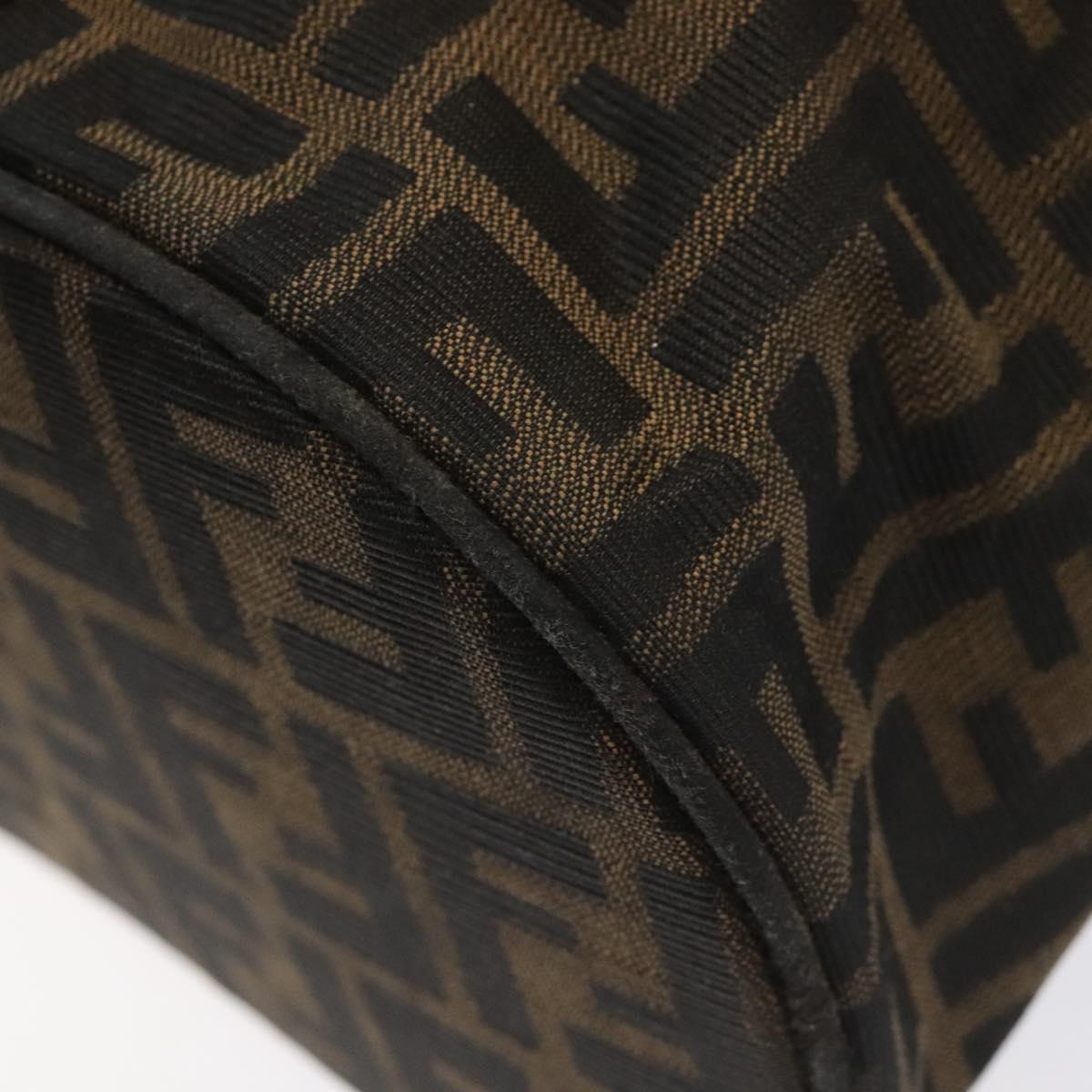 FENDI Zucca Canvas Vanity Hand Bag Brown Black yb723