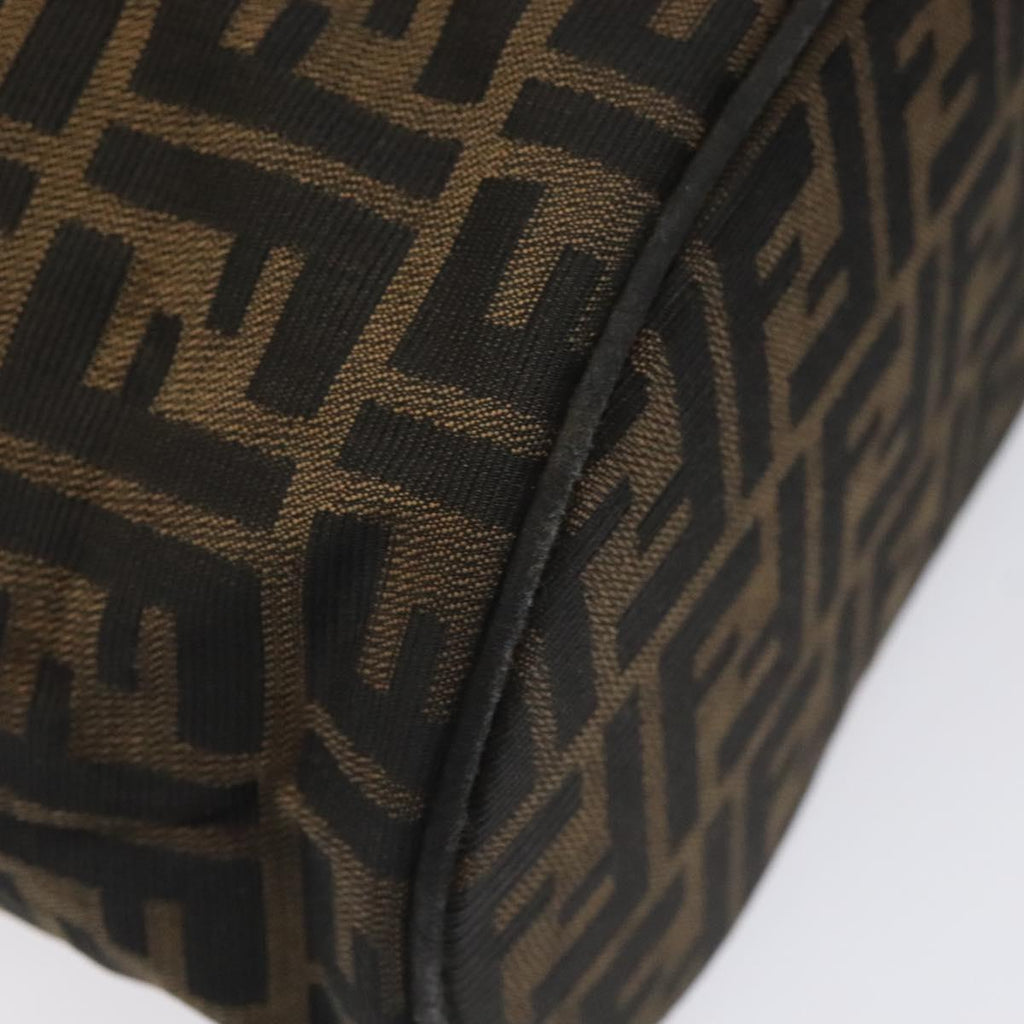 FENDI Zucca Canvas Vanity Hand Bag Brown Black yb723