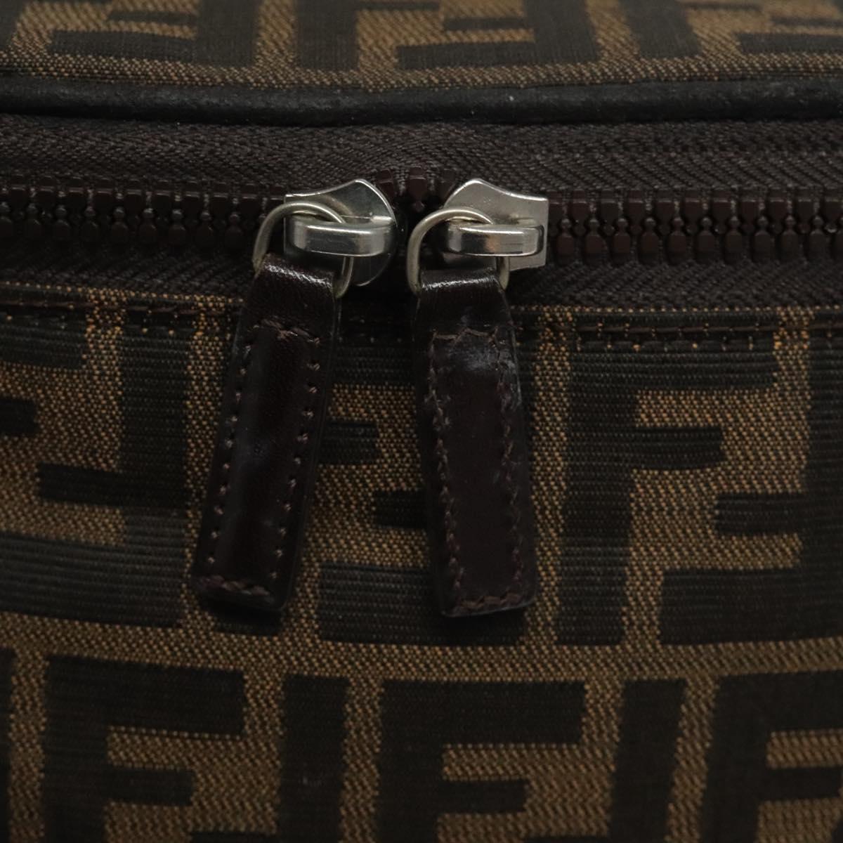 FENDI Zucca Canvas Vanity Hand Bag Brown Black yb723